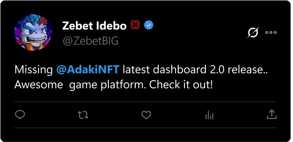 A social post showing a quote from the Adaki community
