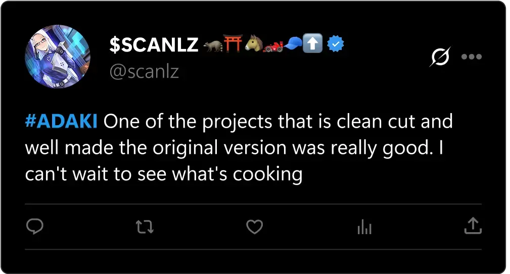A social post showing a quote from the Adaki community