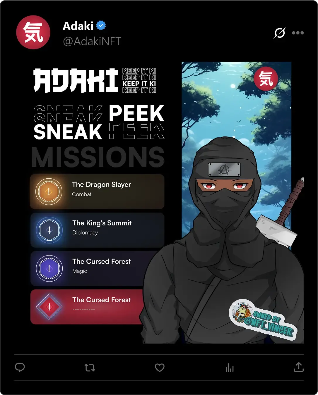 A social post that shows the launch of missions within the dashboard
