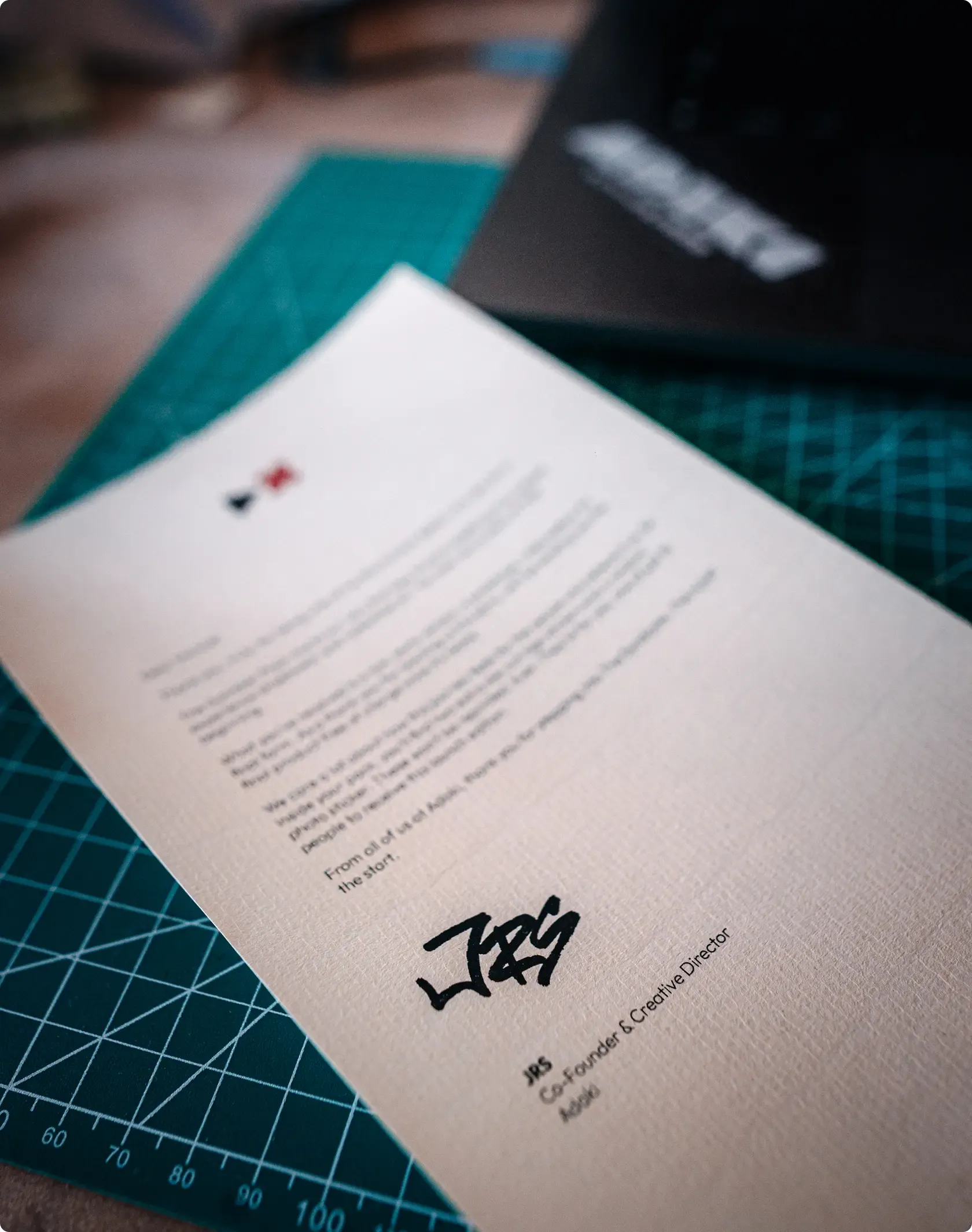 A photo of the thank you letter that was included in the Gambler Pack Launch Edition