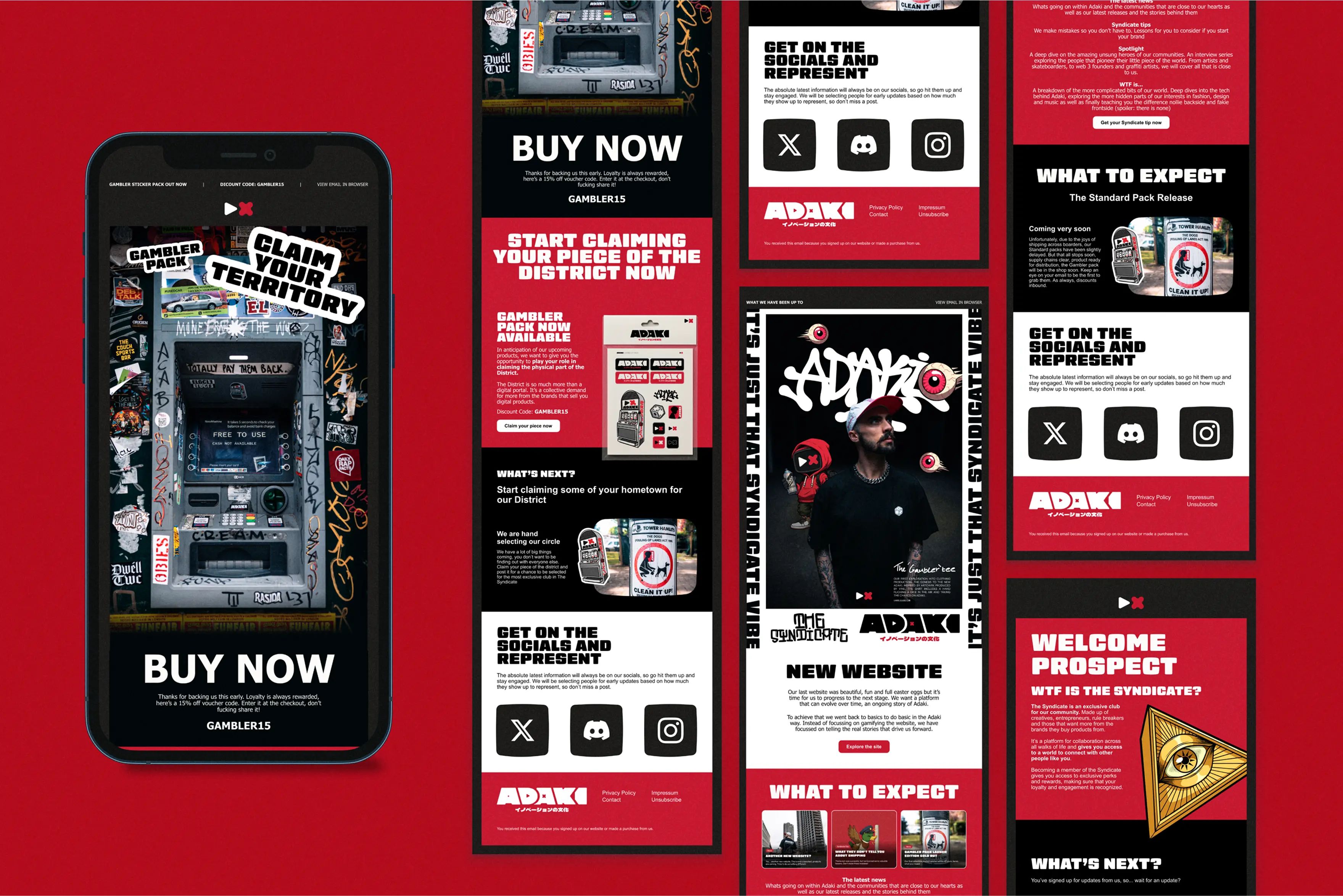 A visual mockup of the Adaki email campaigns