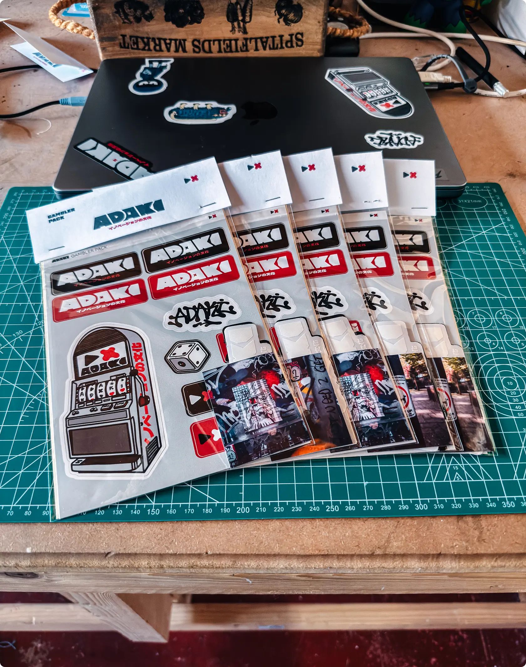 A photo showing an array of the Gambler Pack - Launch Edition sticker packs
