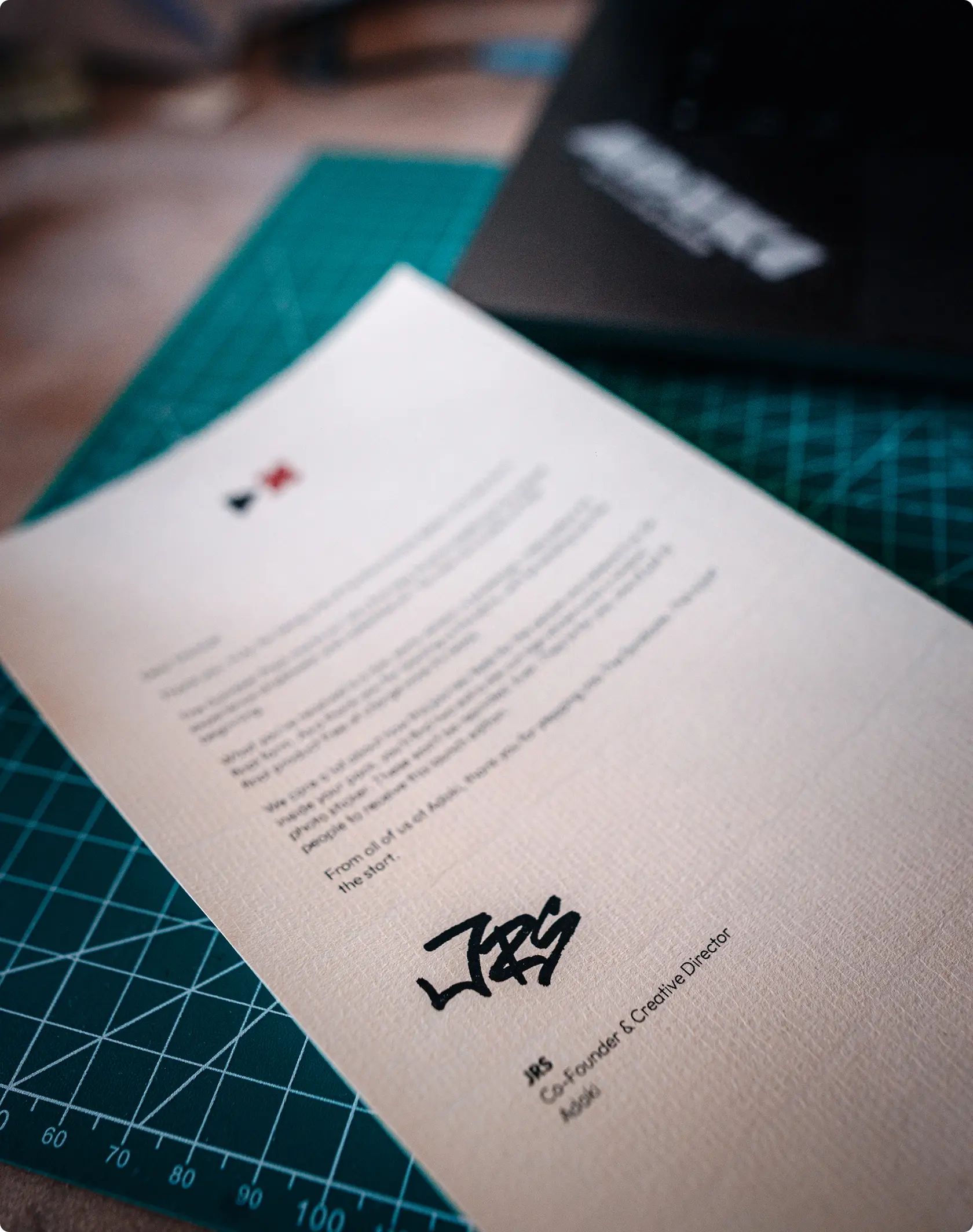 A photo of the thank you letter that was included in the Gambler Pack Launch Edition
